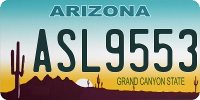 AZ license plate ASL9553