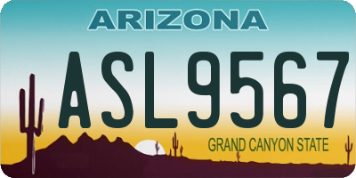 AZ license plate ASL9567