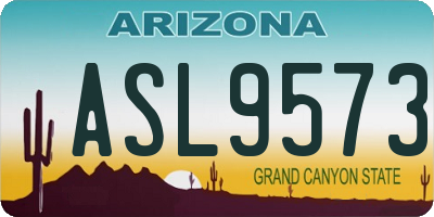 AZ license plate ASL9573