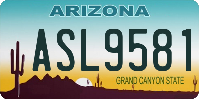 AZ license plate ASL9581