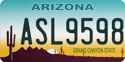 AZ license plate ASL9598