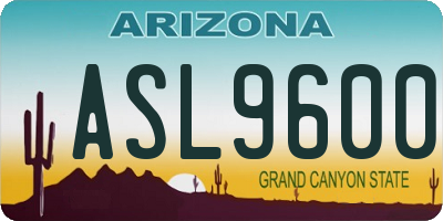 AZ license plate ASL9600