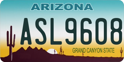 AZ license plate ASL9608