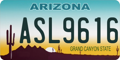 AZ license plate ASL9616
