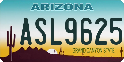 AZ license plate ASL9625