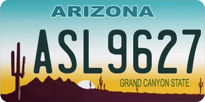 AZ license plate ASL9627