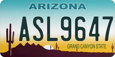 AZ license plate ASL9647