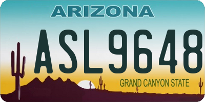 AZ license plate ASL9648