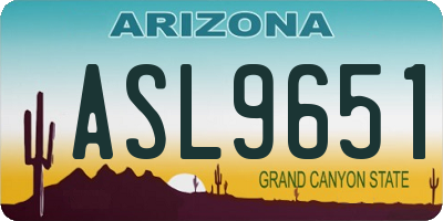 AZ license plate ASL9651