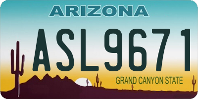 AZ license plate ASL9671