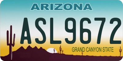 AZ license plate ASL9672