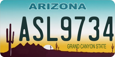 AZ license plate ASL9734