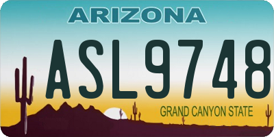 AZ license plate ASL9748