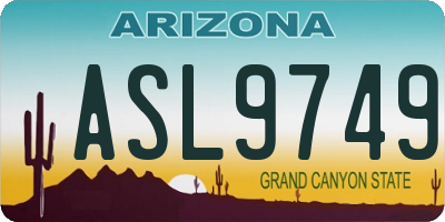 AZ license plate ASL9749