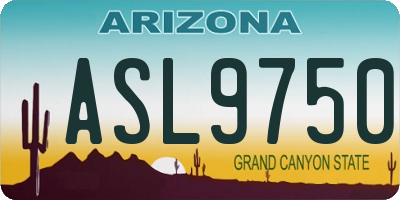 AZ license plate ASL9750