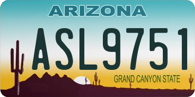 AZ license plate ASL9751