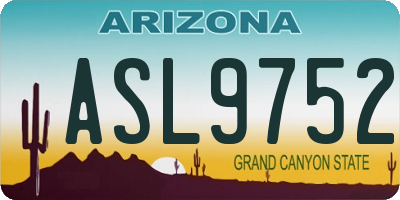 AZ license plate ASL9752