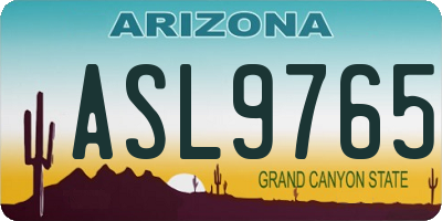 AZ license plate ASL9765