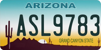AZ license plate ASL9783