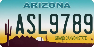 AZ license plate ASL9789