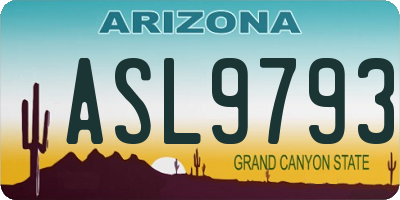 AZ license plate ASL9793