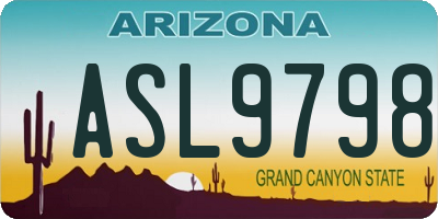 AZ license plate ASL9798