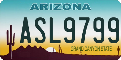 AZ license plate ASL9799