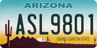 AZ license plate ASL9801