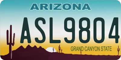 AZ license plate ASL9804