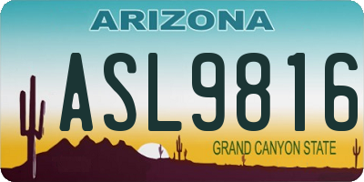 AZ license plate ASL9816