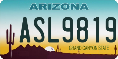 AZ license plate ASL9819