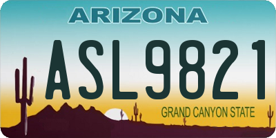 AZ license plate ASL9821