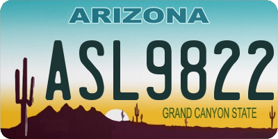 AZ license plate ASL9822