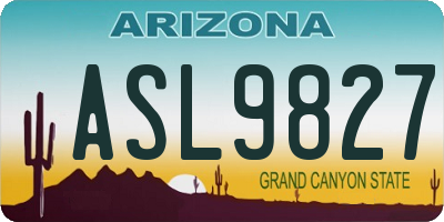 AZ license plate ASL9827