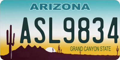 AZ license plate ASL9834