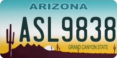 AZ license plate ASL9838