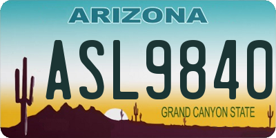 AZ license plate ASL9840