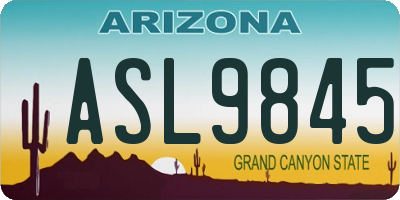 AZ license plate ASL9845