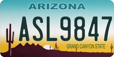 AZ license plate ASL9847