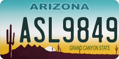 AZ license plate ASL9849