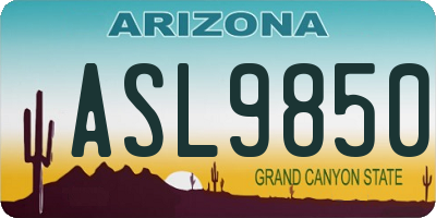 AZ license plate ASL9850