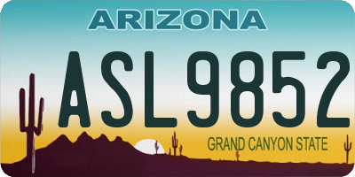 AZ license plate ASL9852