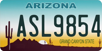 AZ license plate ASL9854