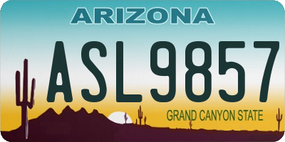 AZ license plate ASL9857