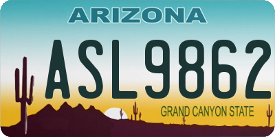 AZ license plate ASL9862