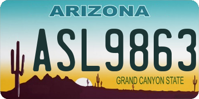 AZ license plate ASL9863