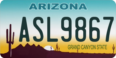 AZ license plate ASL9867