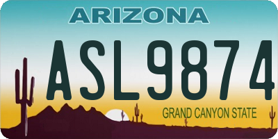 AZ license plate ASL9874