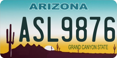 AZ license plate ASL9876