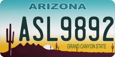 AZ license plate ASL9892